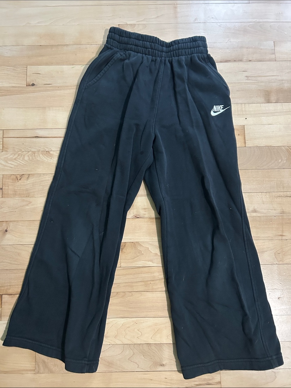 Nike Kids Black Sweatpants with White Swoosh